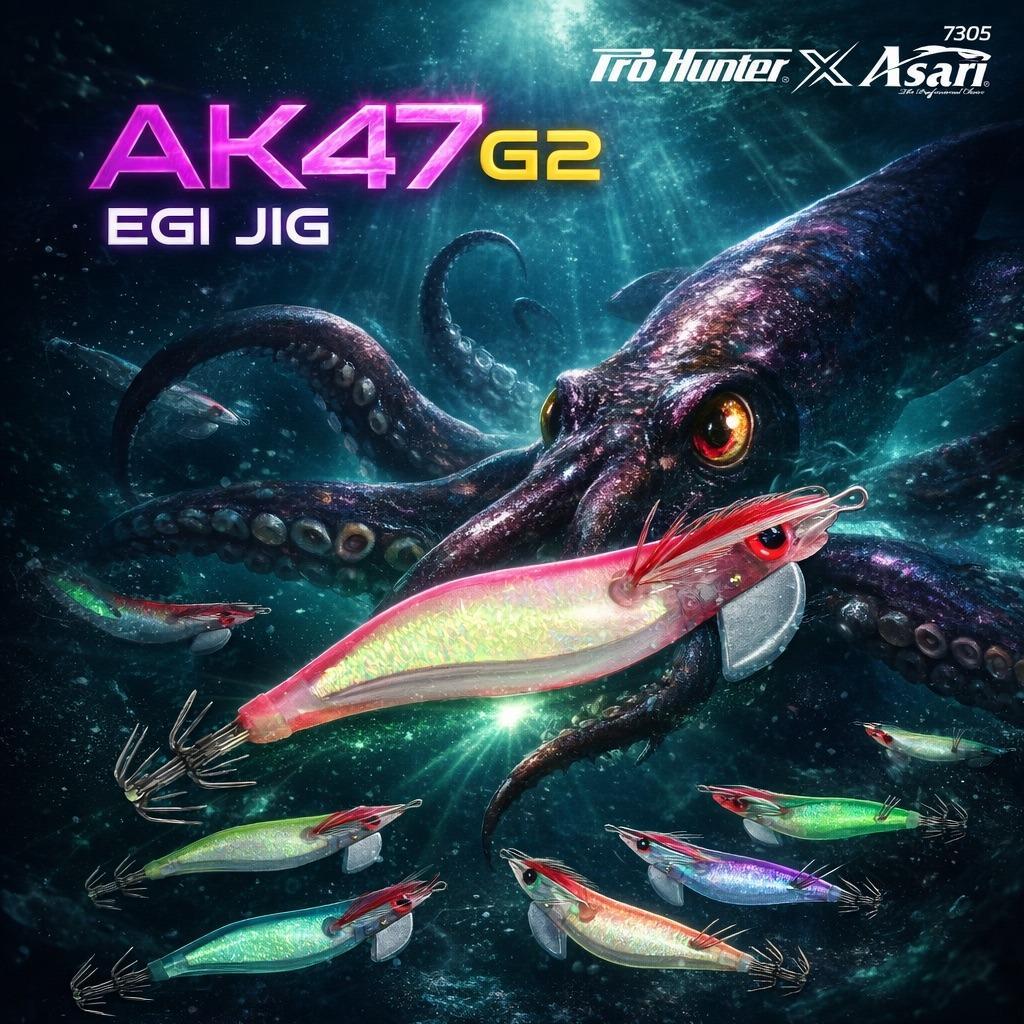 โยกุ้งสายโหด ตัวใหม่ล่าสุด AK47 G2 ตัวจบของสายหมึก จัดเต็มแสง ล่อแรง กัดจริงทุกไม้