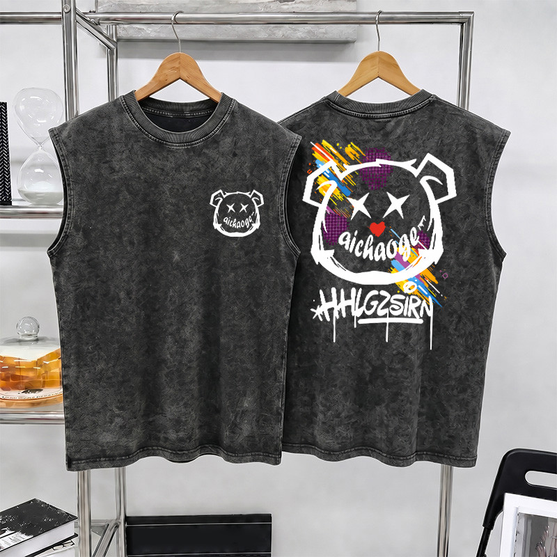 Sea.Tee แขนกุด Oversize ผ้าคอตตอน 100%  "HHLGZSIRN BEAR" เสื้อกีฬา แฟชั่น สบายนุ่ม ไซส์ S-3XL