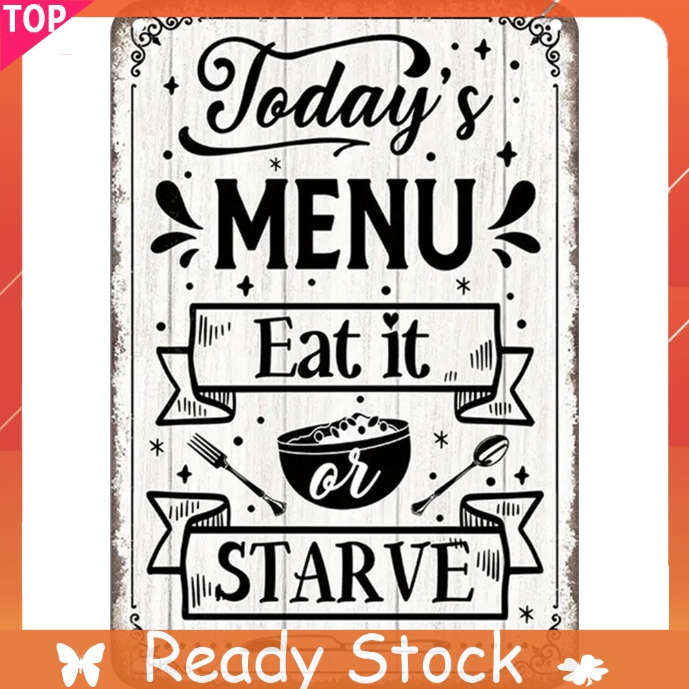 วันนี้เมนูป้ายดีบุกโลหะเหล็กตกแต่งผนังสําหรับ Cafe Bar Home Wall Decor 7.87x11.81in