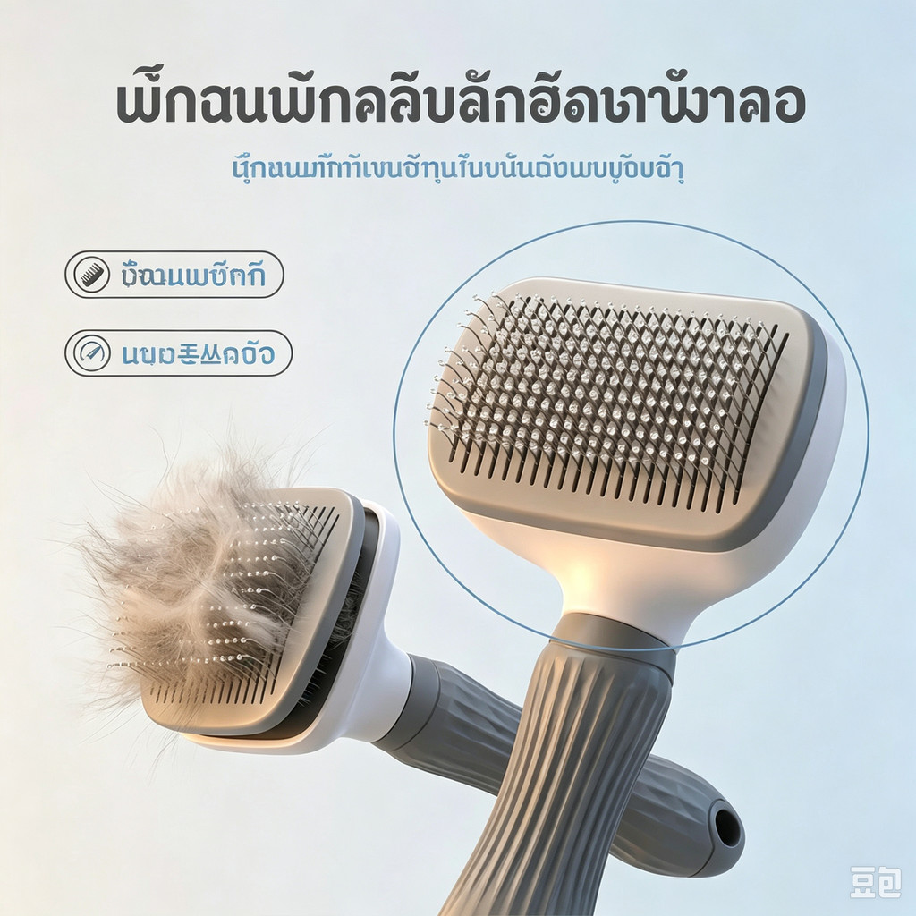 หวีสัตว์เลี้ยงลบปมผมลอยทําให้ผอมบางเหมาะสําหรับแมวขนยาวสุนัขลดการหลุดร่วงของเส้นผมสะอาดผู้ช่วยที่ดี