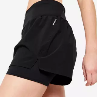 Decathlon Women'S 2-In-1 Fitness Shorts กางเกงขาสั้นผู้หญิง 2-In-1 สำหรับออกกำลังกาย - Black