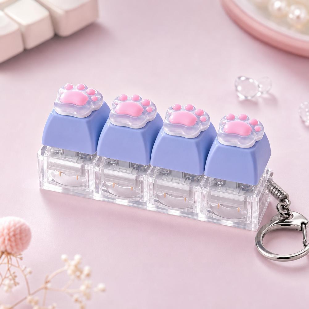 แมวน่ารัก Paw Keycap พวงกุญแจความเครียดบรรเทากดปุ่มจี้คีย์บอร์ด Office พวงกุญแจของเล่น 3d R7r2
