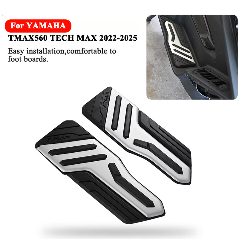 รถจักรยานยนต์หมุดเท้าสีดํา Footrests Footboard สําหรับ Yamaha TMAX560 TMAX 560 2022-2025