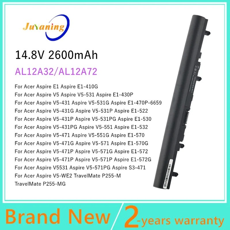 AL12A32 แบตเตอรี่แล็ปท็อปสําหรับ Acer Aspire V5531 V5-571 V5-571G V5-571P V5-571PG S3-471 V5-WE2 สํา