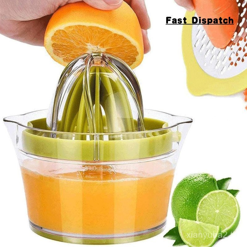 Drizom Citrus Lemon Orange Juicer Manual Squeezer พร้อมถ้วยตวงและเครื่องขูดในตัว 12OZ สีเขียว ZUES