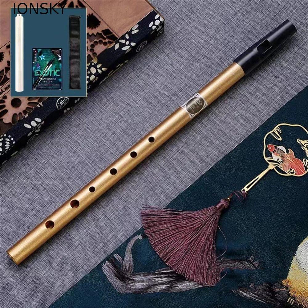 IONSKY Irish Whistle Flute, 6 Hole D Key Ireland Flute, อุปกรณ์ดนตรีเครื่องดนตรี Professional Alloy 
