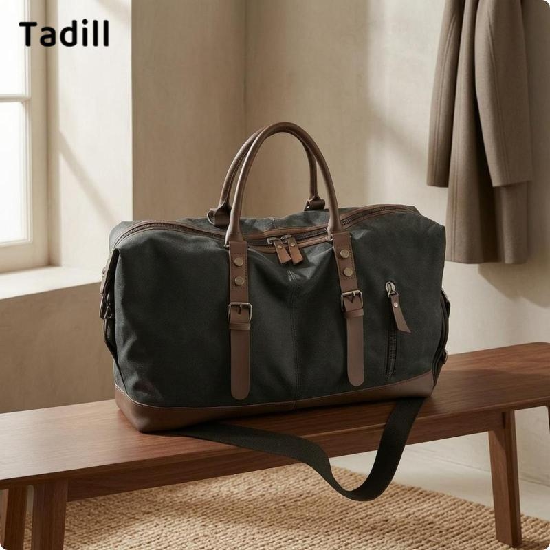 [negjsg] ผ้าใบ Duffel ด้านบนกระเป๋าซิปปิดปิดไหล่ Duffel กระเป๋าด้านหน้ากระเป๋าซิป