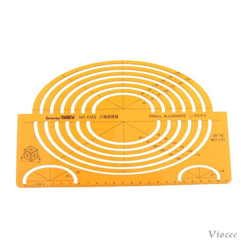[Viocee] พลาสติกขนาดใหญ่ ISOMETRIC ELLIPSE DRAWING STENCIL STUDENTS MATH RULER CRAFT สีเหลือง 4352