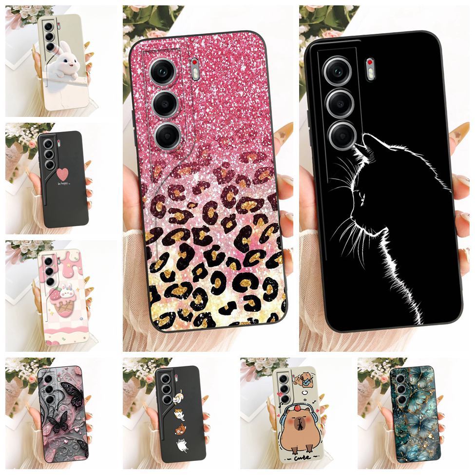 สําหรับ Tecno CM6 สําหรับ Tecno Camon 40 Pro 4G ปลอกแมวน่ารักแฟชั่นหรูหรารักตลกทาสีซิลิคอนสําหรับ Te