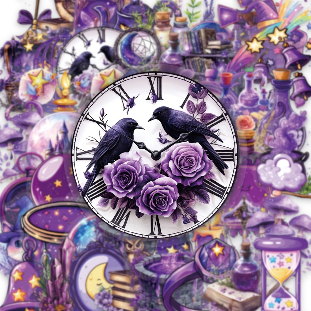 Purple Magic Planet Series 02 PET สติ๊กเกอร์ใส 50 ชิ้น/เซ็ต DIY แฟชั่นสติ๊กเกอร์กันน้ํา Journal สติ๊กเกอร์