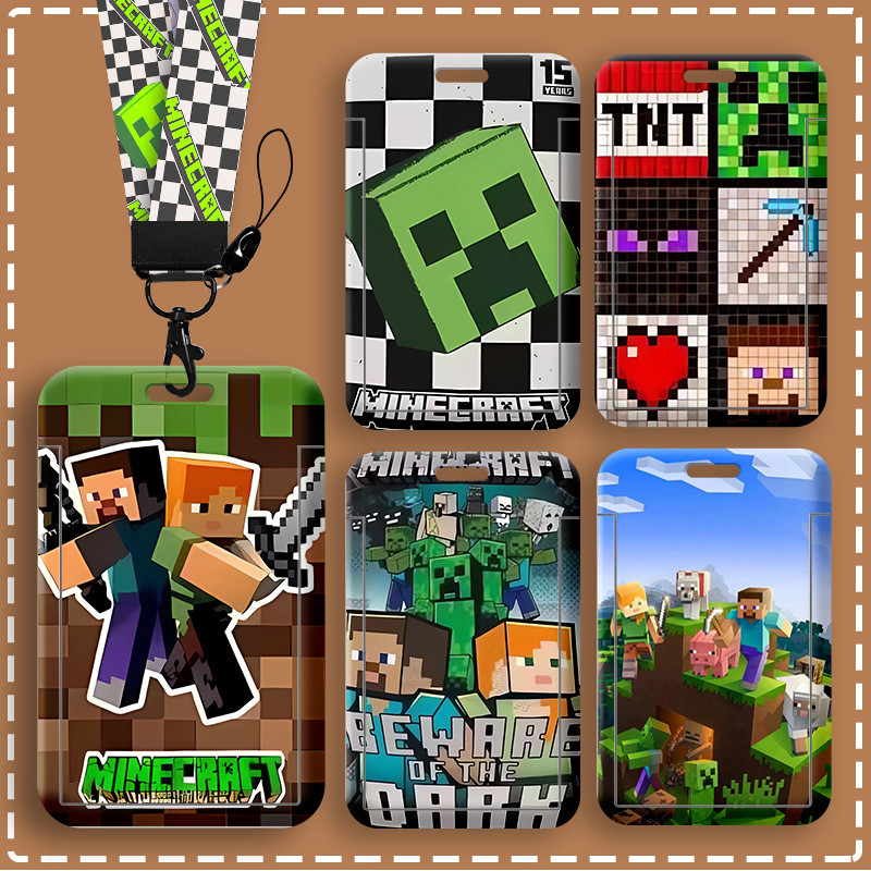 Work Permit Factory Brand Lanyard ID Card Holder Cartoon Campus Student Pick-up Card Minecraft Bus S