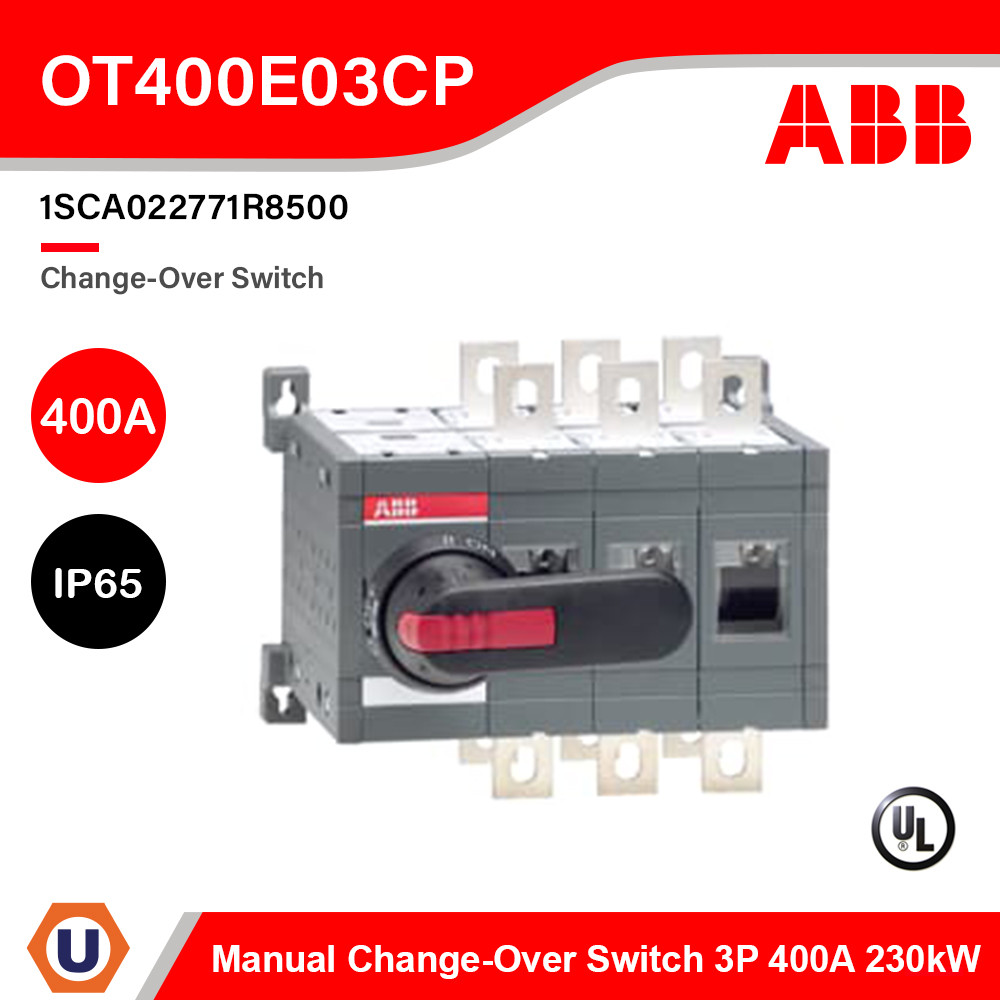 ABB Manual Change-Over Switch 3P 400A 230kW  IP65 | OT400E03CP 1SCA022771R8500 | Ucanbuys