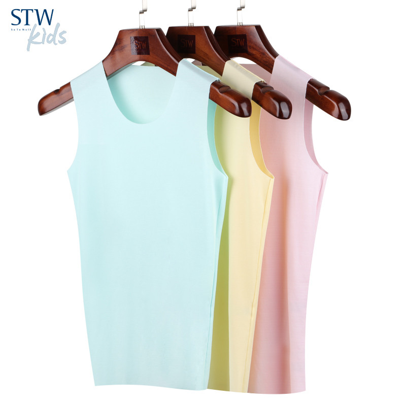 STW เสื้อกั๊กเด็ก Modal ไร้รอยต่อเป็นมิตรกับสิ่งแวดล้อมสาวชุดชั้นในเด็กชายบางรอบคอ Bottoming เสื้อกั