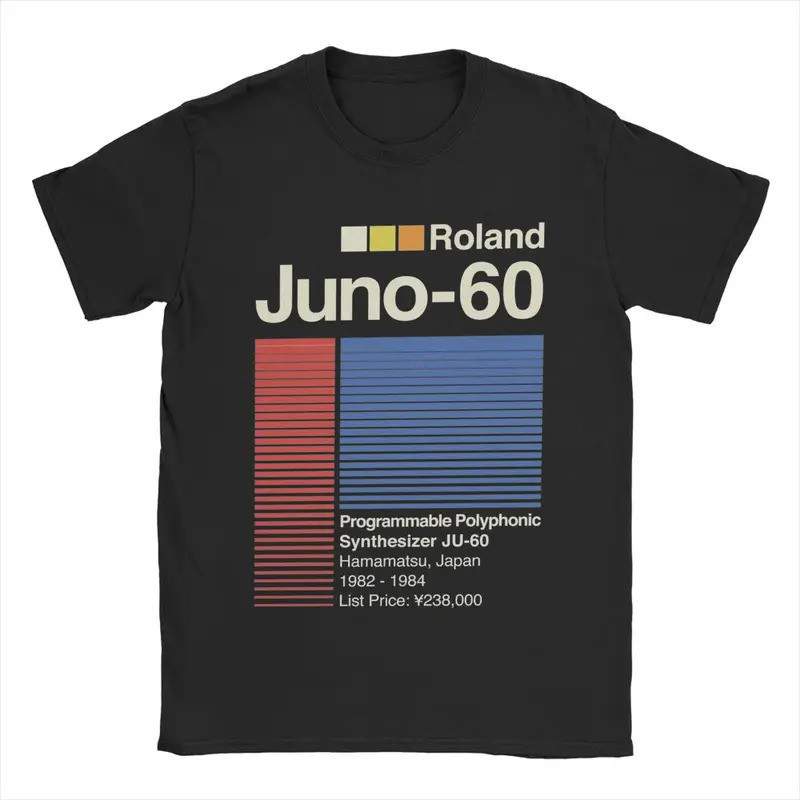 เสื้อยืดผู้ชาย Juno 60 Horizontal Roland ผ้าฝ้าย เสื้อผ้าแฟชั่น แขนสั้น คอกลม เสื้อยืดของขวัญ