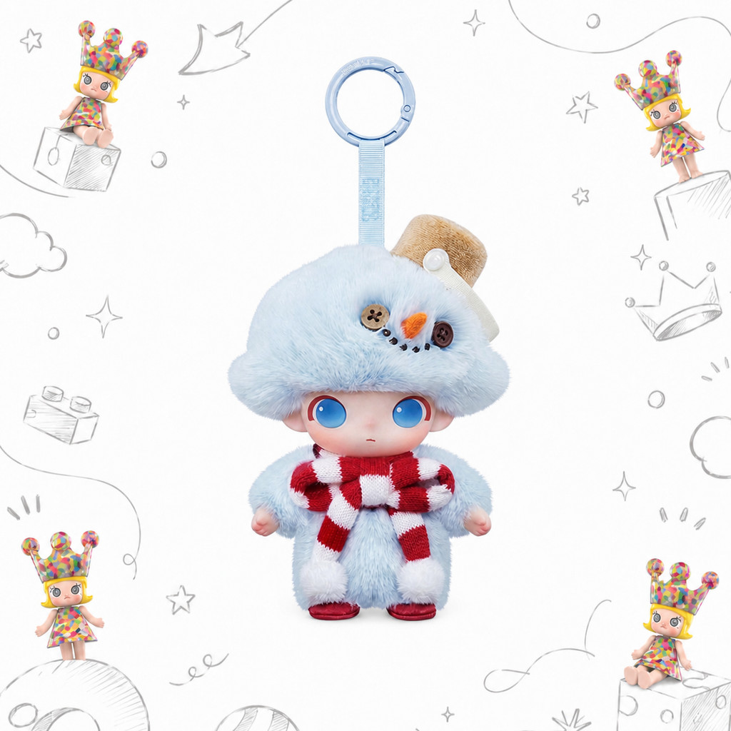 POPMART DIMOO Snowman-Vinyl Plush Pendant ของเล่นเครื่องประดับของขวัญ