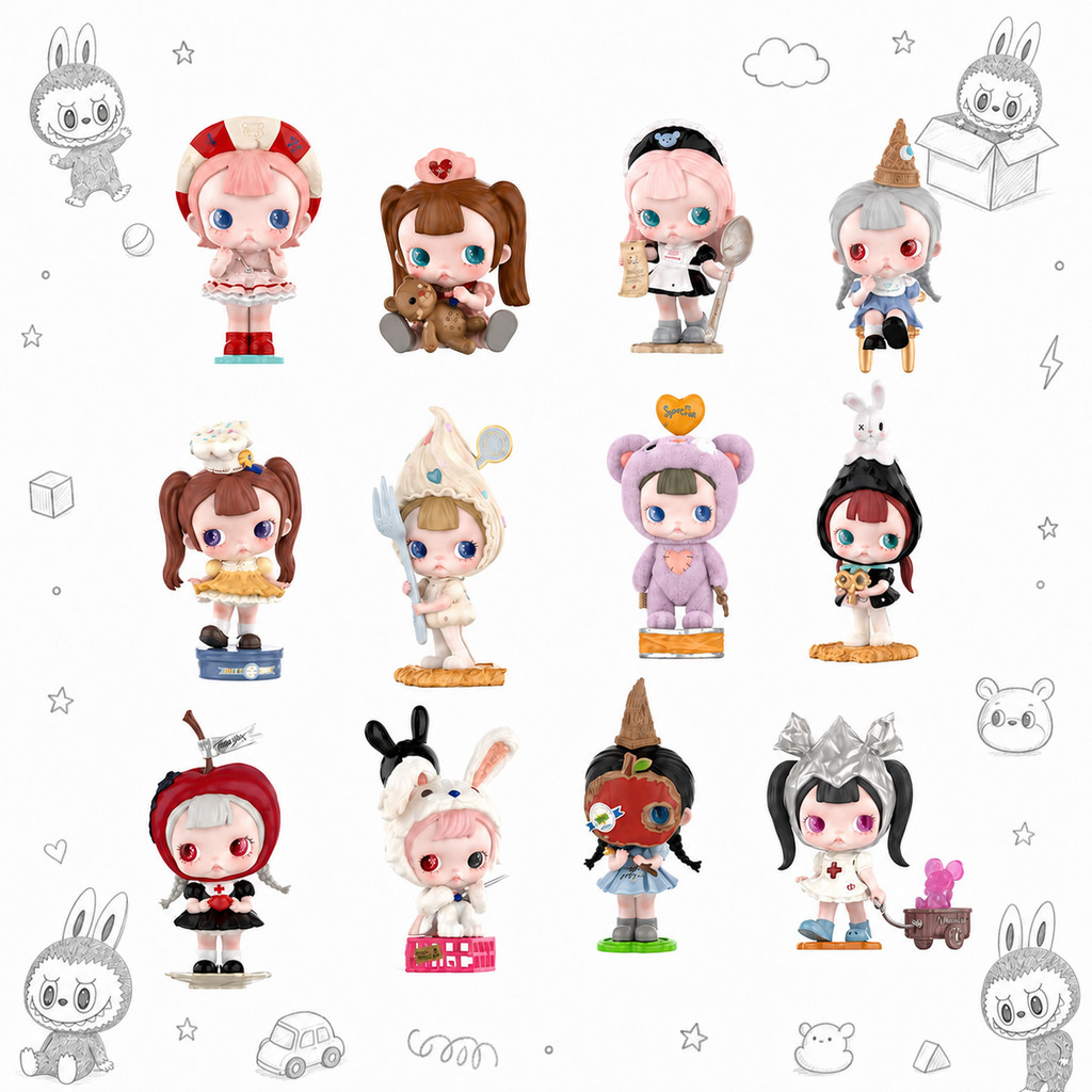 P POPMART TINYTINY-Act 1: Sweet Food Therapy Series Figure-Made Mystery Box ของขวัญเล่นอินเทรนด์