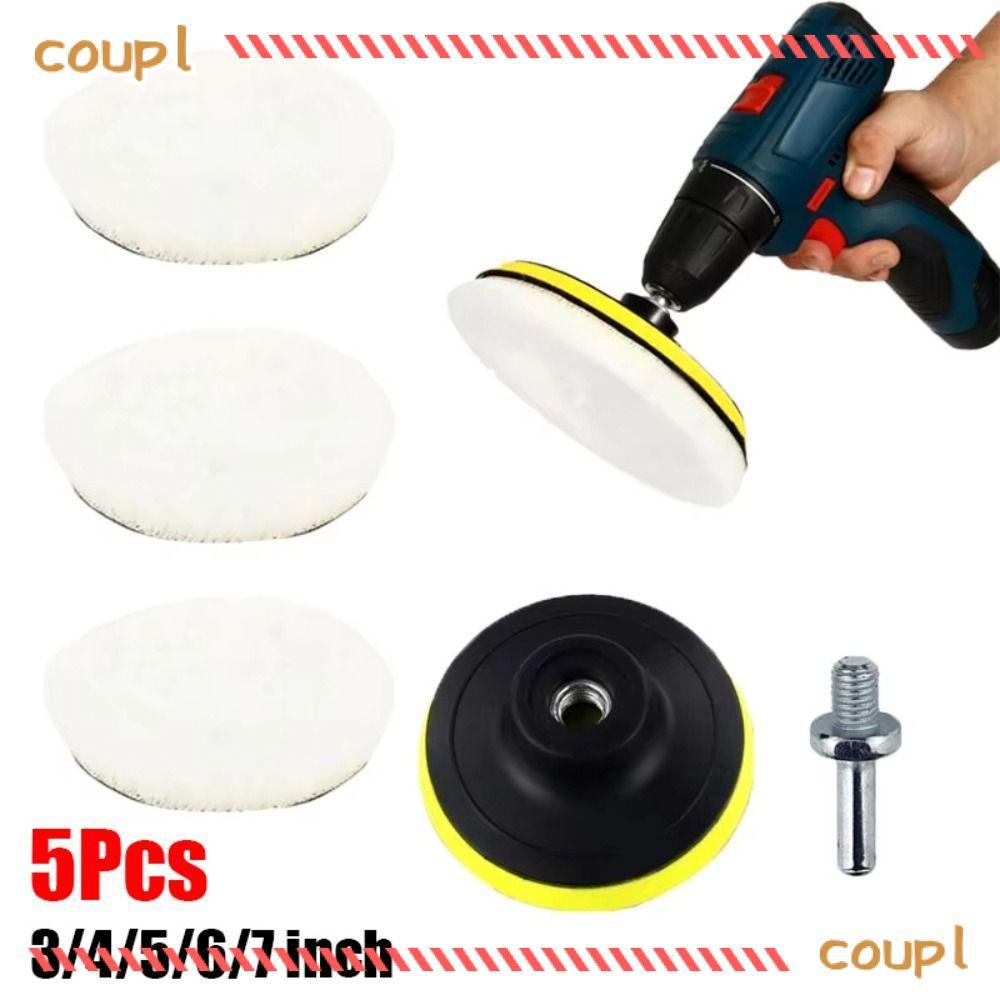 COUPL 5 ชิ้นชุดแผ่นขัดรถ, 3/4/5/6/7 นิ้ว T-shape รถแว็กซ์ฟองน้ําดิสก์, แบบพกพา Flocking Buffing แว็ก