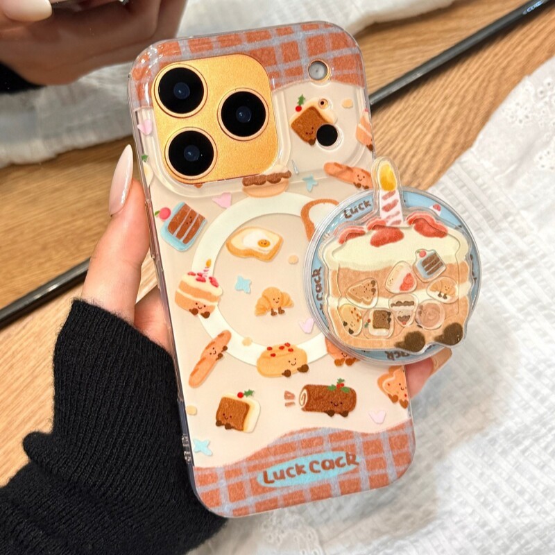 น่ารัก jellycat ขนมเค้กผู้ถือแม่เหล็กเหมาะสําหรับ Apple 17promax เคสโทรศัพท์ 16E/13/12mini หญิง iPho