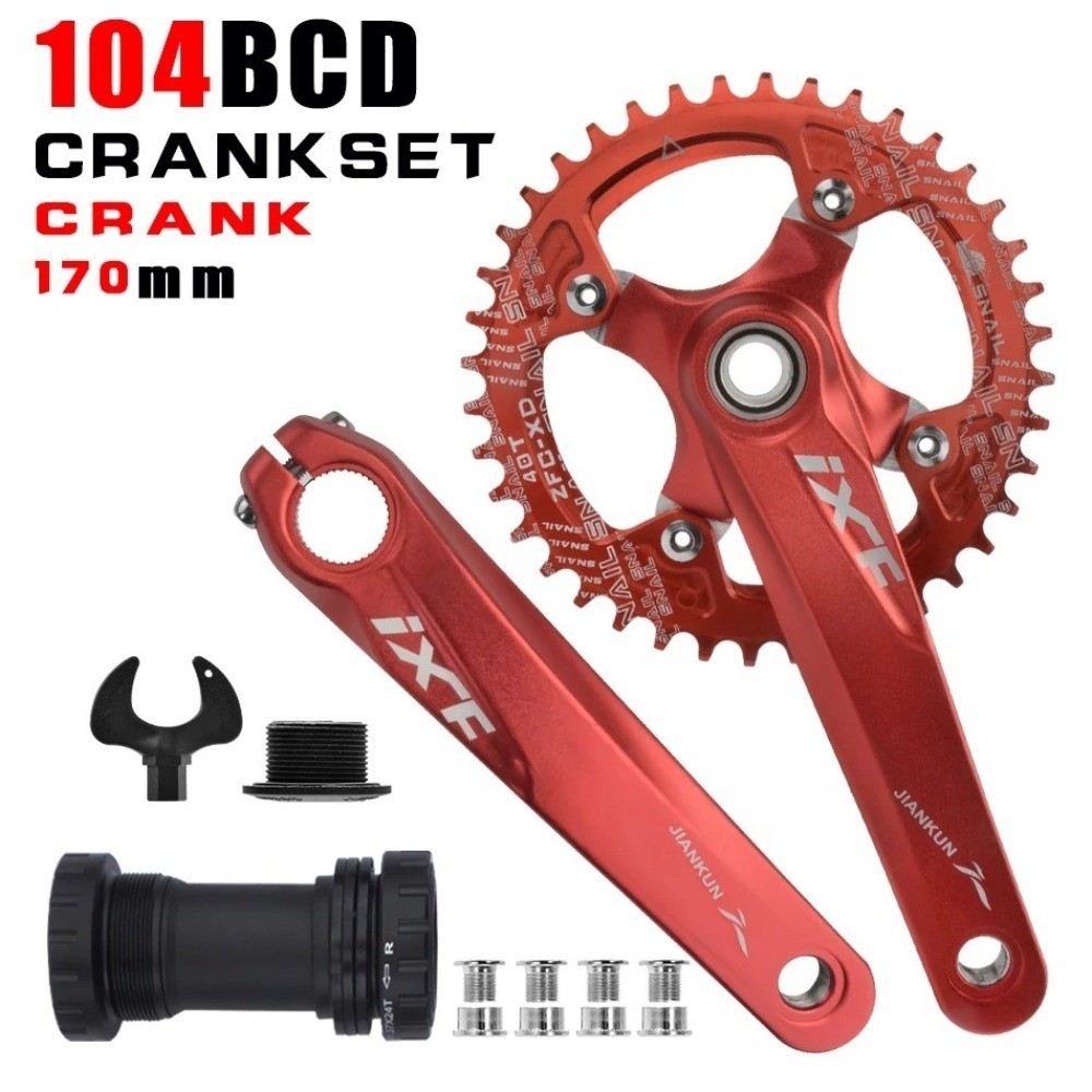 IXF MTB จักรยาน Crankset จักรยาน hollow integrated crank ดัดแปลงแผ่นเดียว 104BCD 32 34 36 38 40 42T Crankset ด้านล่าง bracke