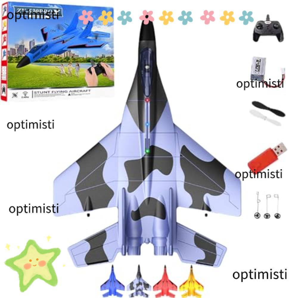 OPTIMISTI 2.4ghz Rc เครื่องบินควบคุมระยะไกล, โฟมไฟฟ้ารีโมทคอนโทรล Fighter Jet, ชาร์จ USB พร้อมไฟสีสั