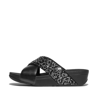 FITFLOP LULU CRYSTAL-MIX M/CROSS S รองเท้าแตะผู้หญิง รุ่น JE2-090 สี BLACK