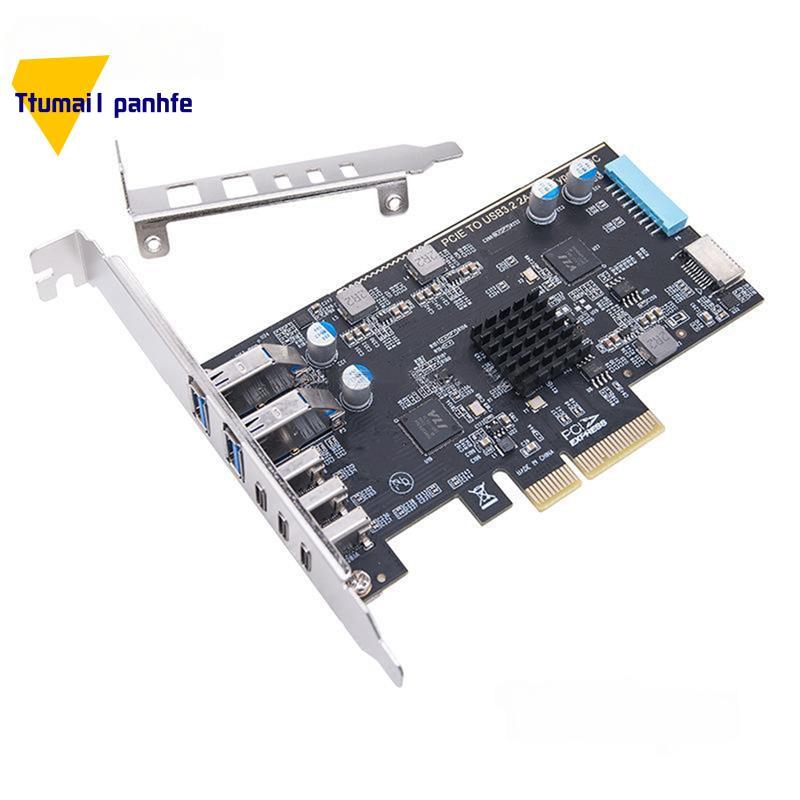 PCI-E ถึง Type-C การ์ดอะแดปเตอร์ PCIE ถึง Type-Cx3 + Type-Ax2 + Type-E + 19P IDC 10Gbps USB3.2 GEN2 