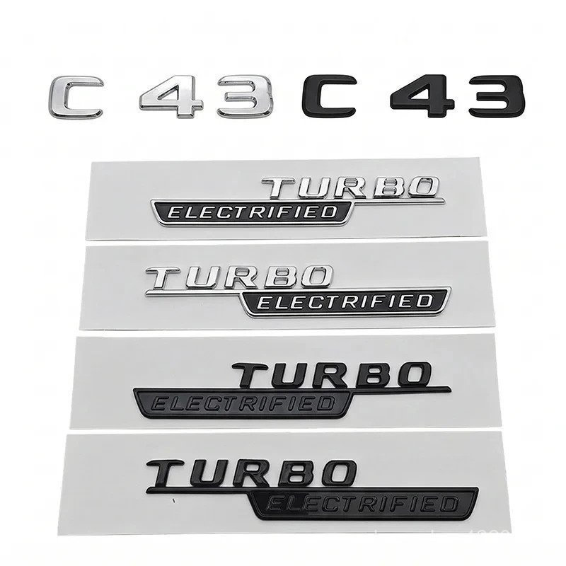 ใช้ได้กับ-3D ABS C43 TURBO ELECTRIFIED สัญลักษณ์ด้านข้าง Fender Badge ด้านหลังตัวอักษรโลโก้สําหรับ M