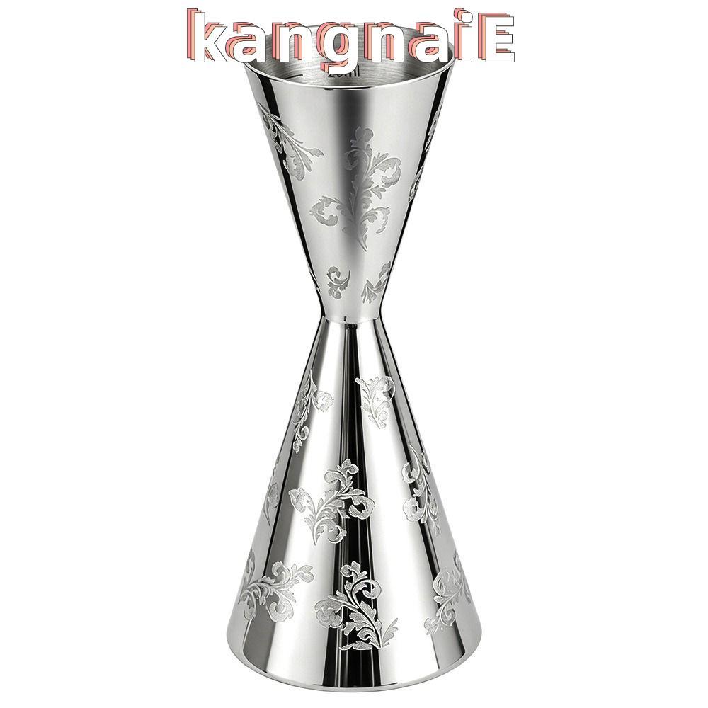 KANGNAI Jigger Double Head, สแตนเลส 30/60ml ถ้วยค็อกเทล Jigger, ใบไม้ทนทานลายออกแบบ Bartending Jigge