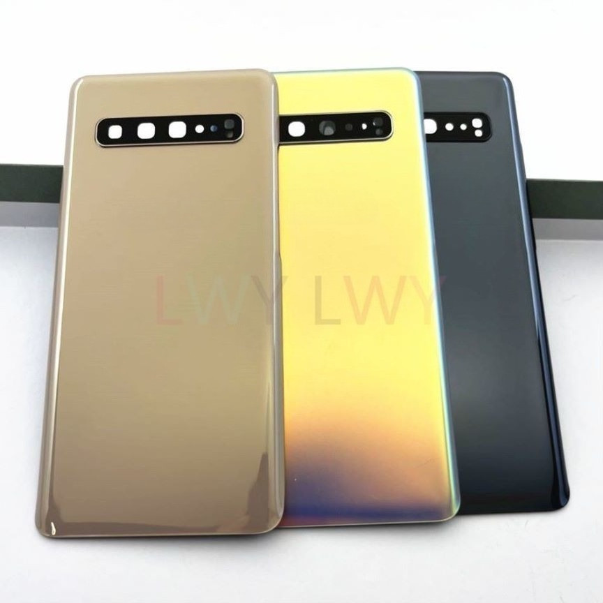 ฝาครอบแบตเตอรี่แก้วฝาหลังสําหรับ Samsung Galaxy S10 5G G977 G977F 5G รุ่นด้านหลังกระจกด้านหลังพร้อมเลนส์กล้อง
