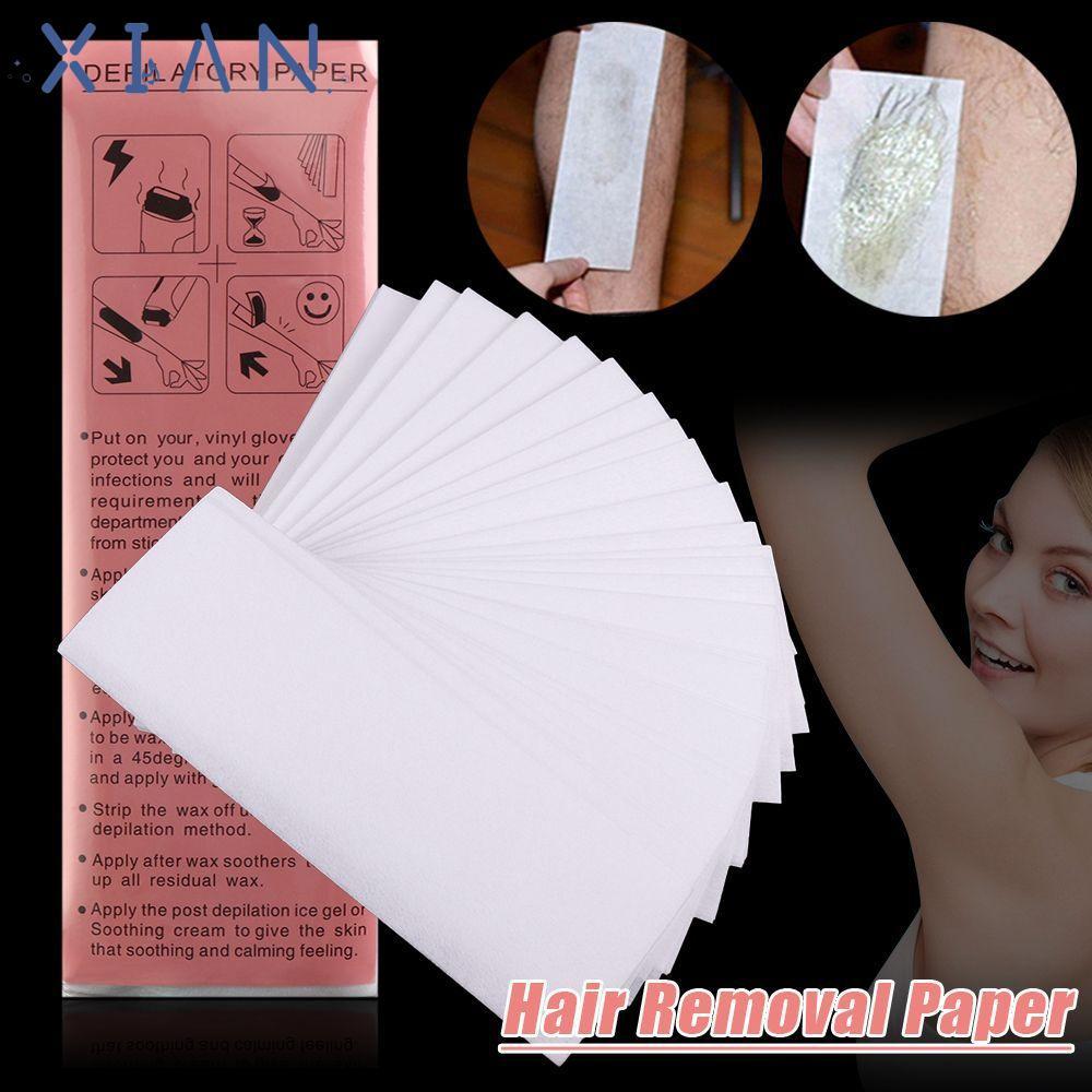 XIANEN 20 ชิ้น Epilating Wax Strip กระดาษสําหรับขาใบหน้าผู้หญิงและผู้ชายความงามทิ้ง Body Wax Strips