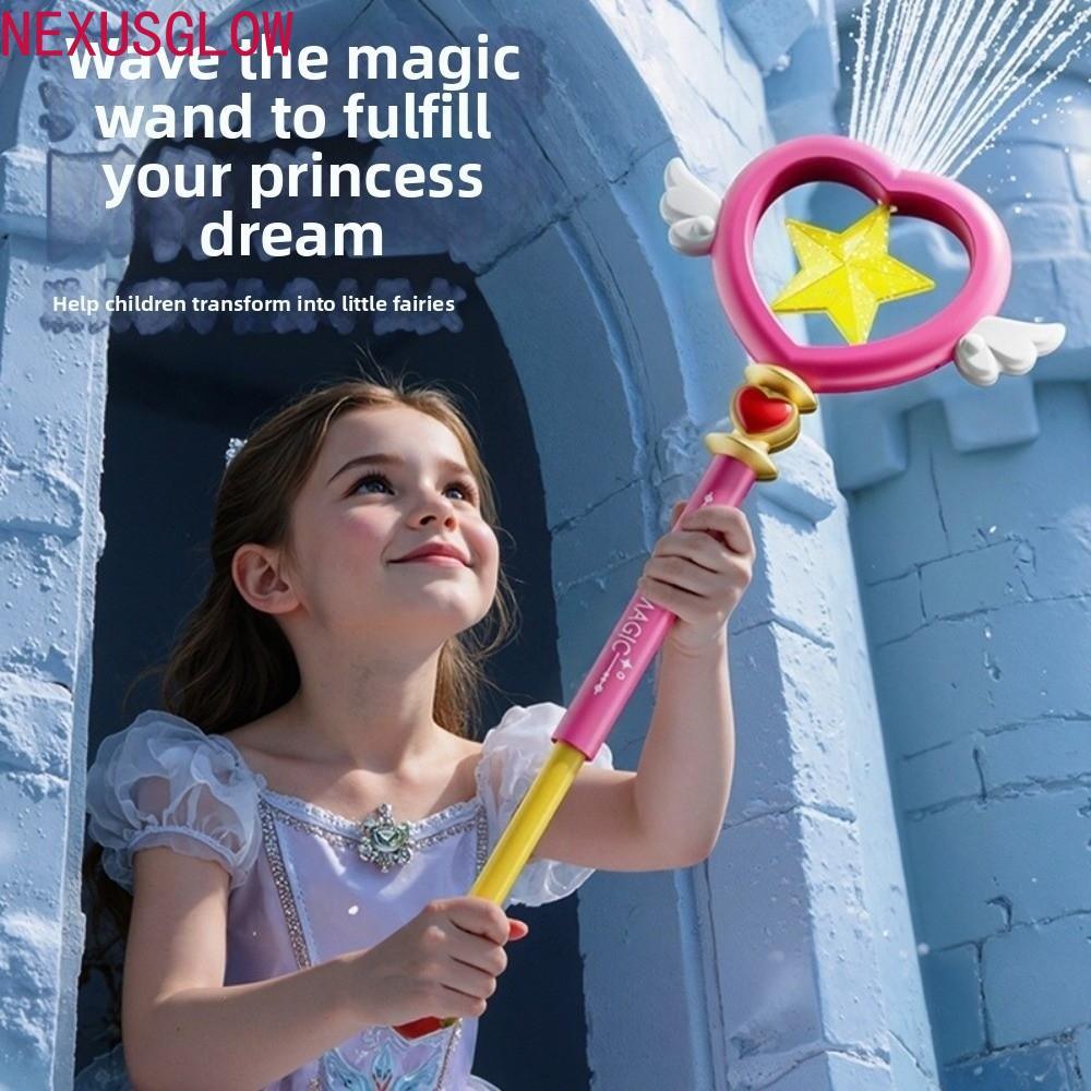 NEXUSGLOW Water Wand, Love Shaped 7 หลุมของเล่นสเปรย์น้ําเจ้าหญิง,น่ารักSplashing Spray Fairy Wands 
