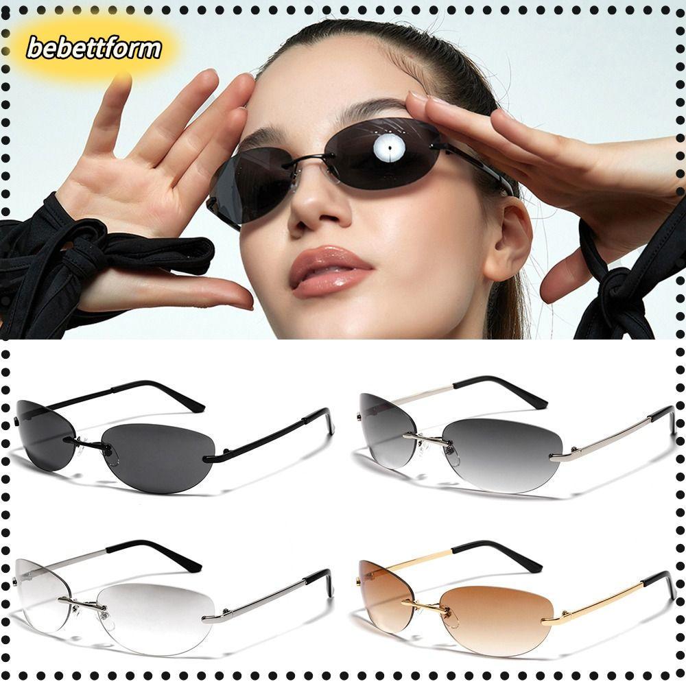BEBETTKISS Wrap Around Rimless 2022 Fashion UV400 2000S Punk แว่นกันแดด