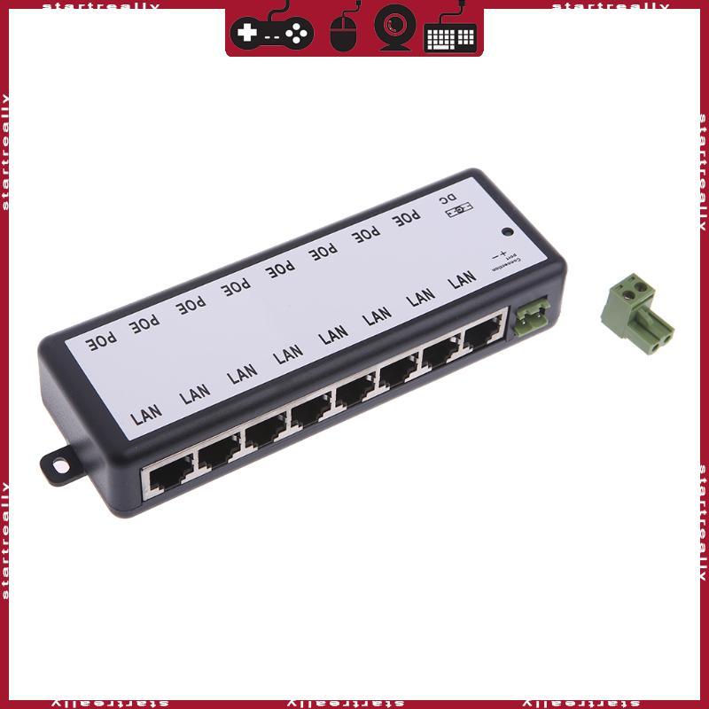ST 8 พอร์ต PoE หัวฉีดสําหรับ IEEE 802 3af RJ45 พอร์ต DC 12V-48V