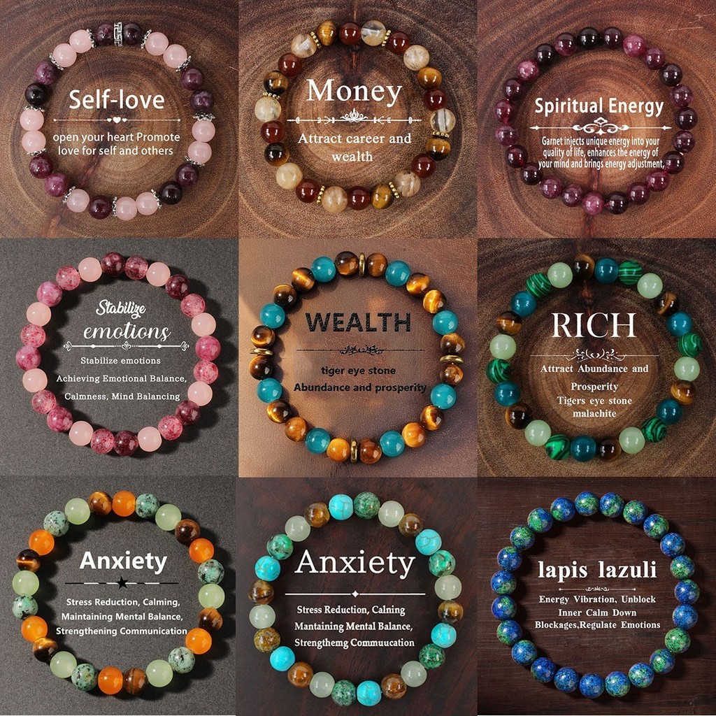 สร้อยข้อมือสายคริสตัลสร้อยข้อมือหินธรรมชาติย้อนยุคลูกปัดสร้อยข้อมือคริสตัลอเมริกันยุโรป
