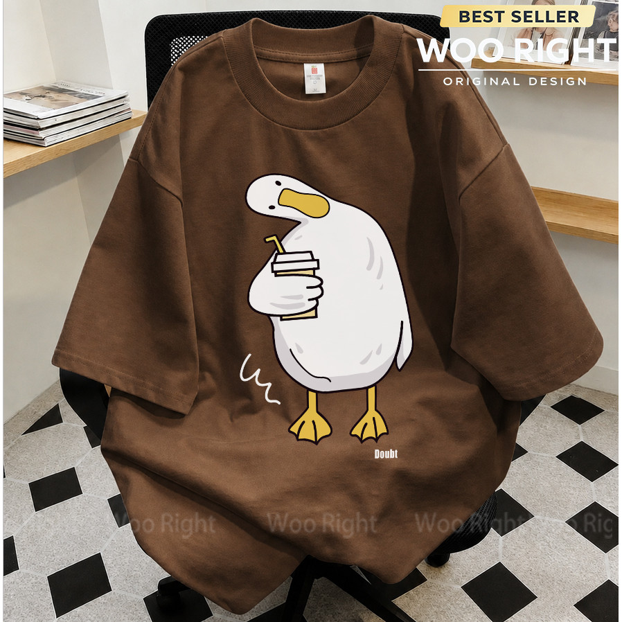 Woo Right تيشيرت Boxy أزرق فاتح بنقش بطة — صورة 5