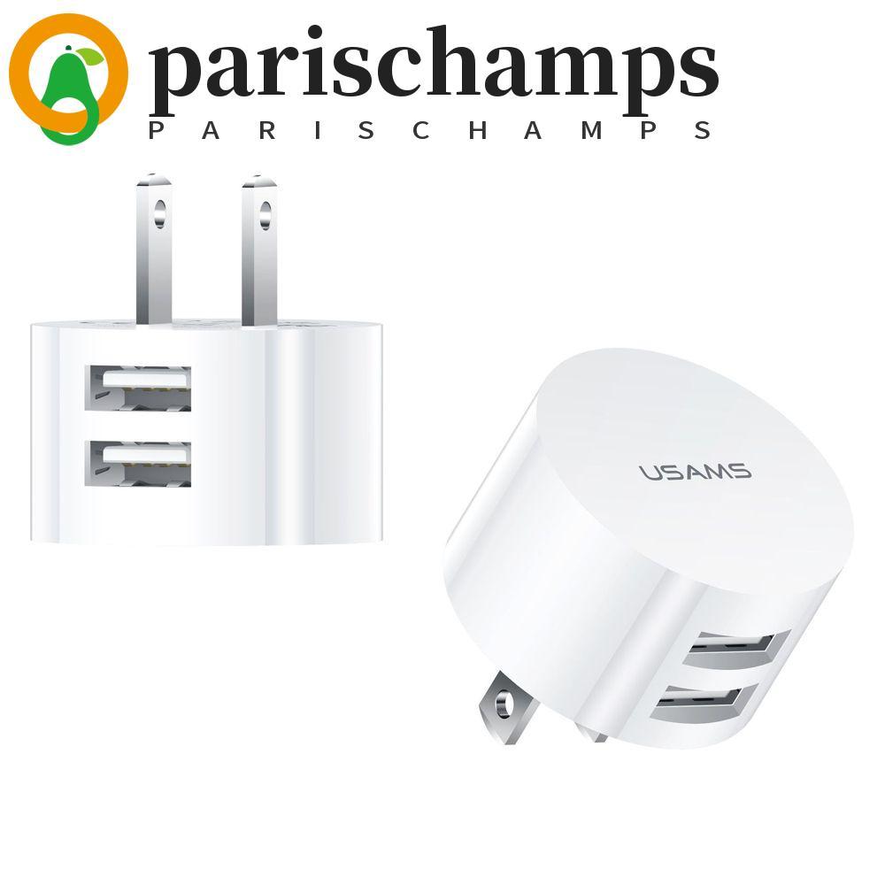 PARISCHAMPS เครื่องชาร์จโทรศัพท์มือถือ EU US Dual USB Mini Adapter Travel Charger Charger Adapter Tr