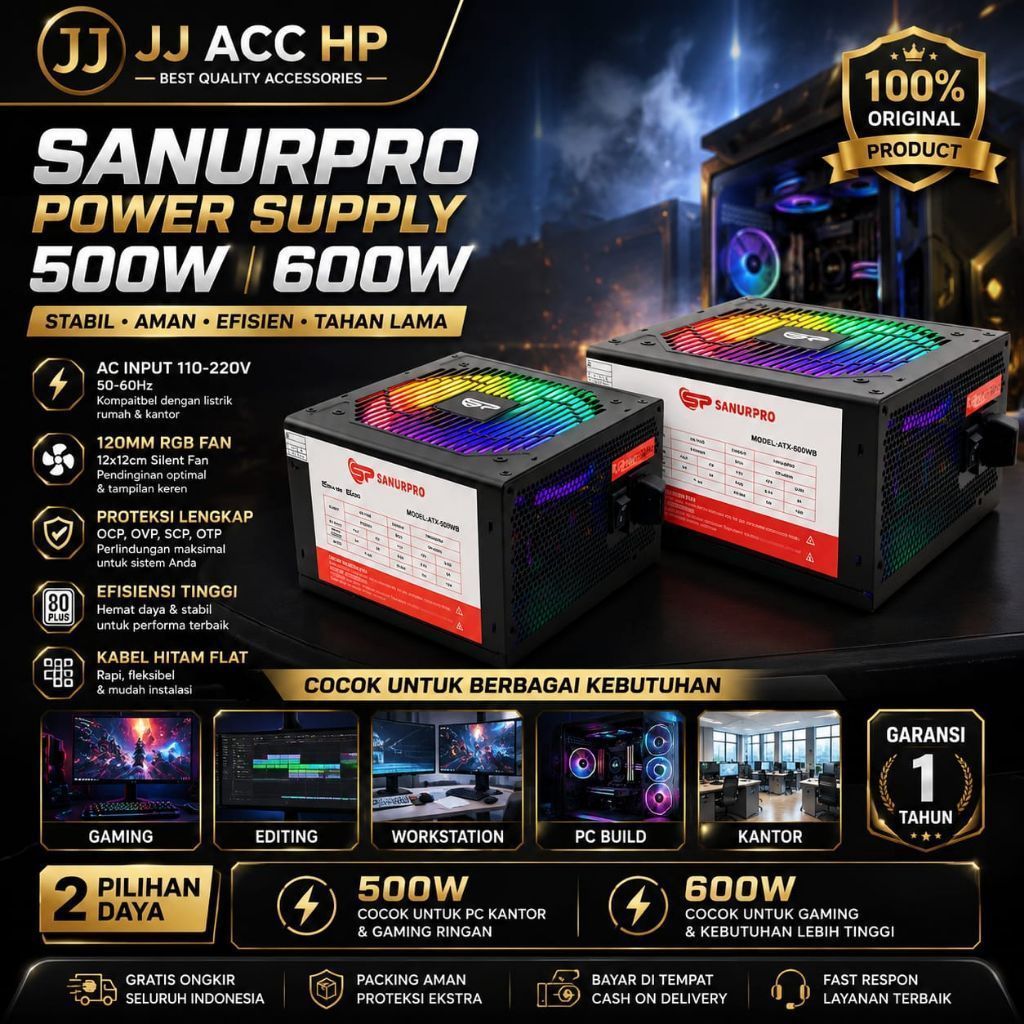 SANURPRO POWER SUPPLY 500W 600W / SANURPRO PC 600W พาวเวอร์ซัพพลาย
