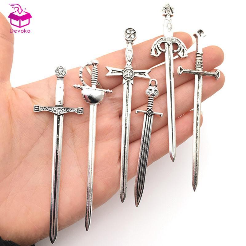 [chiwanji2mf] 6x อัศวินดาบ Charms Retro ดาบยาว DIY คอสเพลย์ Scense Props เครื่องประดับ Charms
