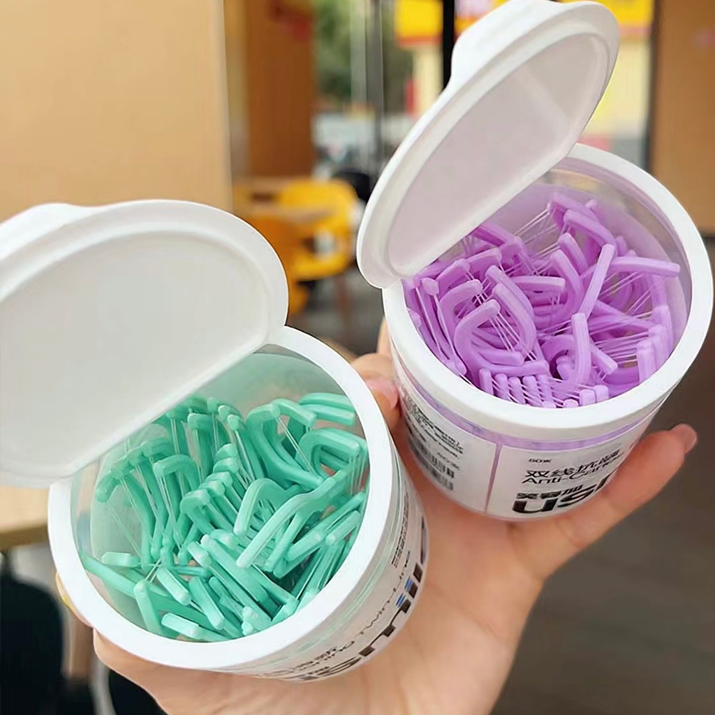 dental floss ไหมขัดฟัน Smile Plus usmile ไหมขัดฟันผู้ใหญ่ Double Floss Floss Floss Stick ในครัวเรือน