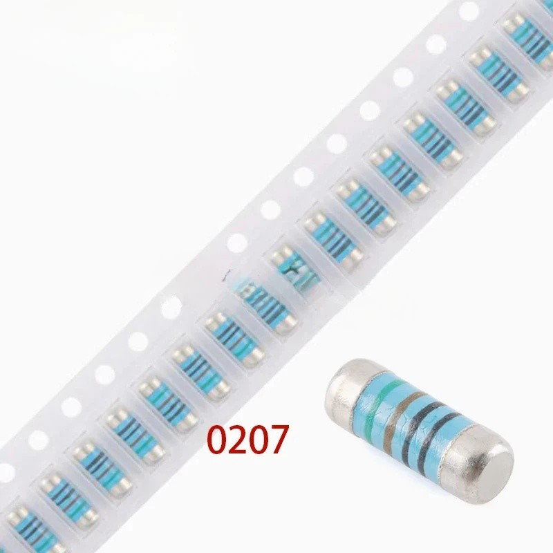 1000pcs 0207 Smd ตัวต้านทานฟิล์มโลหะ 1% 0.5W 0R-1M 0R10R20R300R5.6R 6.2R 6.8R 7.5R 8.2R4.7K3.9M Ohm 