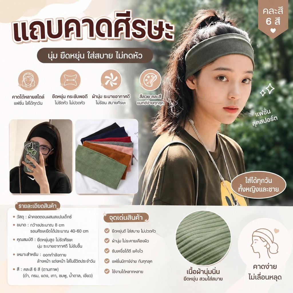 365Mall(ร้านไทย)(TFS12) แถบคาดศีรษะ แบบยืดหยุ่น น้ําหนักเบา ยืดหยุ่น เหมาะกับการวิ่ง เล่นกีฬา ยิง