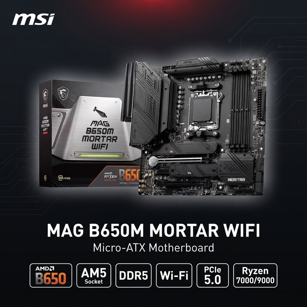 MSI MAG B650M MORTAR WIFI AM5 mATX Motherboard Ryzen 7000/9000 B650