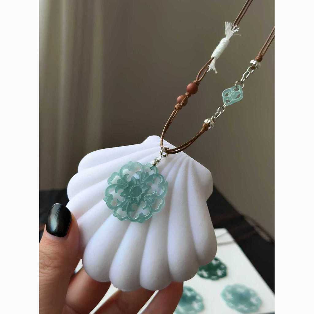 {Iris Flower Group} ใหม่สไตล์จีน Zen Green Iris Flower Group Necklace Unique Set Chinese Style Lucky
