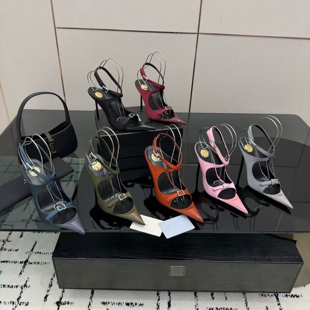 AUQ7 Y/S New summer pointed-toe silk strap high-heeled sandals for women, fashionable and versatile,