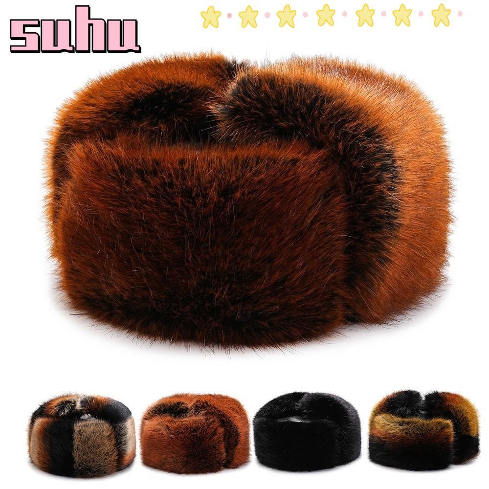 SUHUHD Bomber Hat,Windproof Thicken Landlord Hat, Keep Warm Plush Cycling Ear Protection Hat Winter