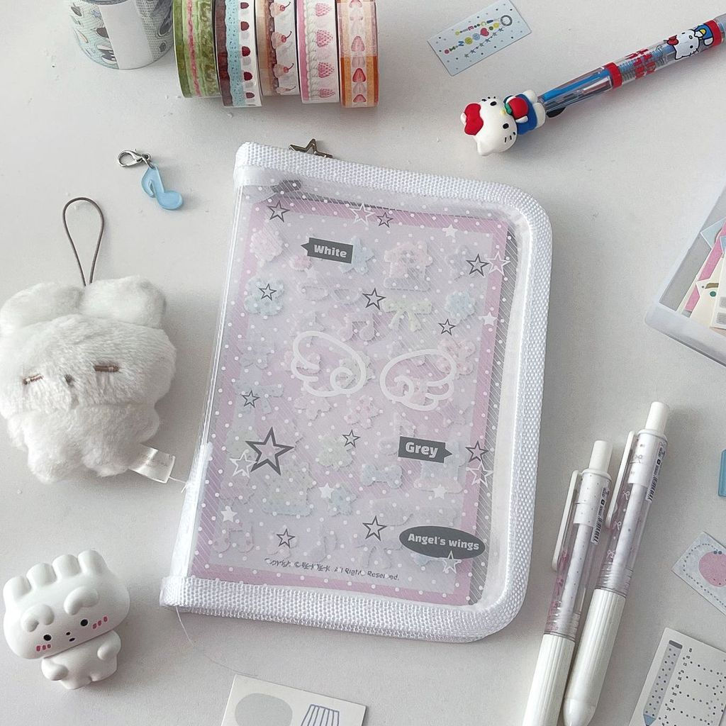 CH~[Exclusive for Newcomers]Star, note, and polka dot pattern pencil case, large-capacity stationery