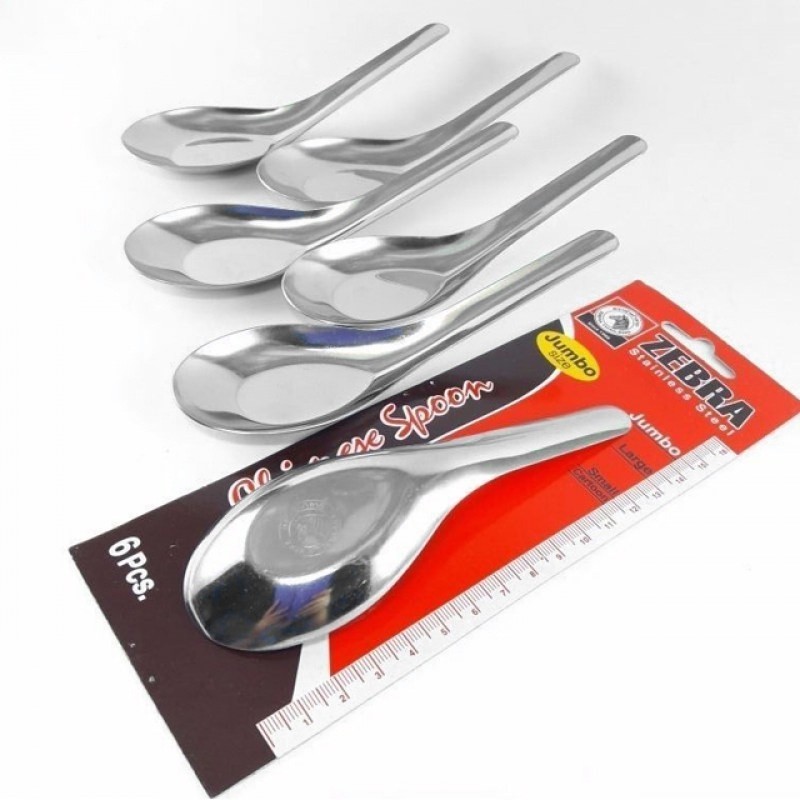 (3 Sizes Available) Zebra 6pcs Stainless Steel Spoon / Jumbo Chinese Spoon / Small Dessert Spoon / S