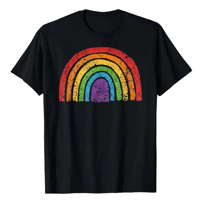 เสื้อยืด Vintage Lgbtq Rainbow Flag Gay Pride
