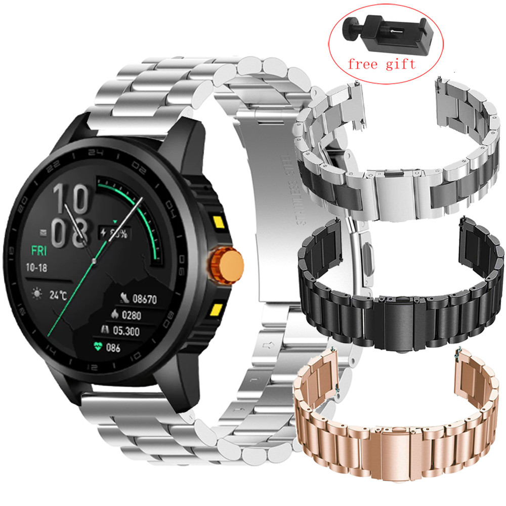 สําหรับ Laxasfit GT12 สมาร์ทสายนาฬิกาโลหะสแตนเลส Laxasfit GT12 SmartWatch สายรัดข้อมือสร้อยข้อมืออุป