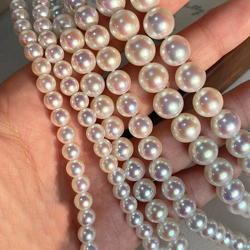 Aurora สีชมพู akoya Mother-Oyster สร้อยคอมุกผู้หญิงฤดูร้อน Non-Fade เสื้อกันหนาว All-Match High-End 